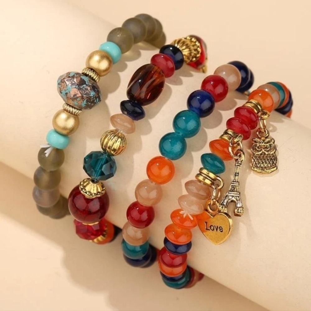 4pcs Colorful Beaded Bracelet - Picture 2 of 4